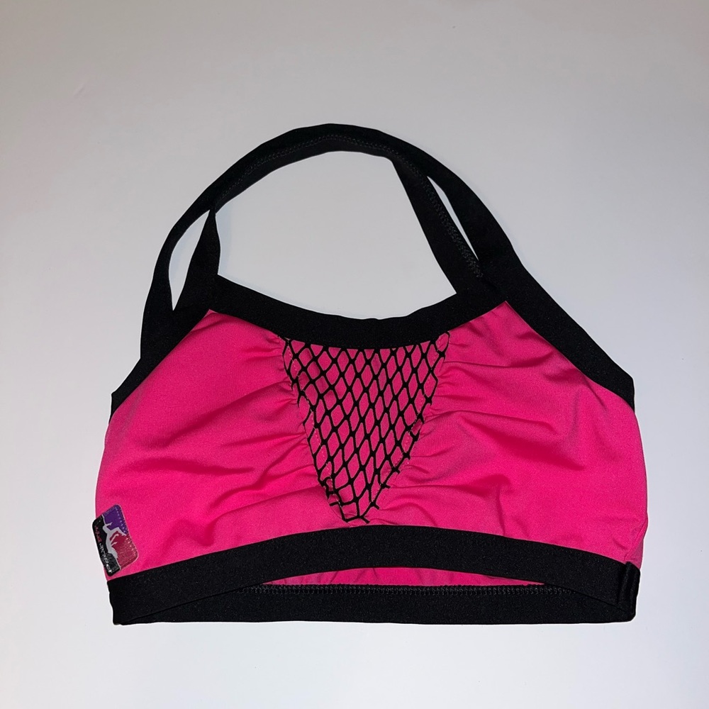 Women's Hot Pink Sports Bra with Mesh Detail